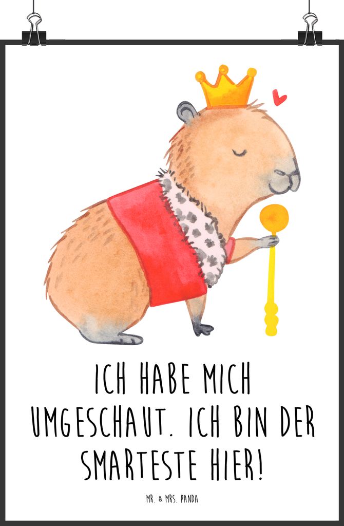 Mr. & Mrs. Panda Bild Capybara König DIN A0 - Weiß - Geschenk, Lustige Sprüche, kunstdruck poster, wanddeko, Deko, drucke, Wandbild
