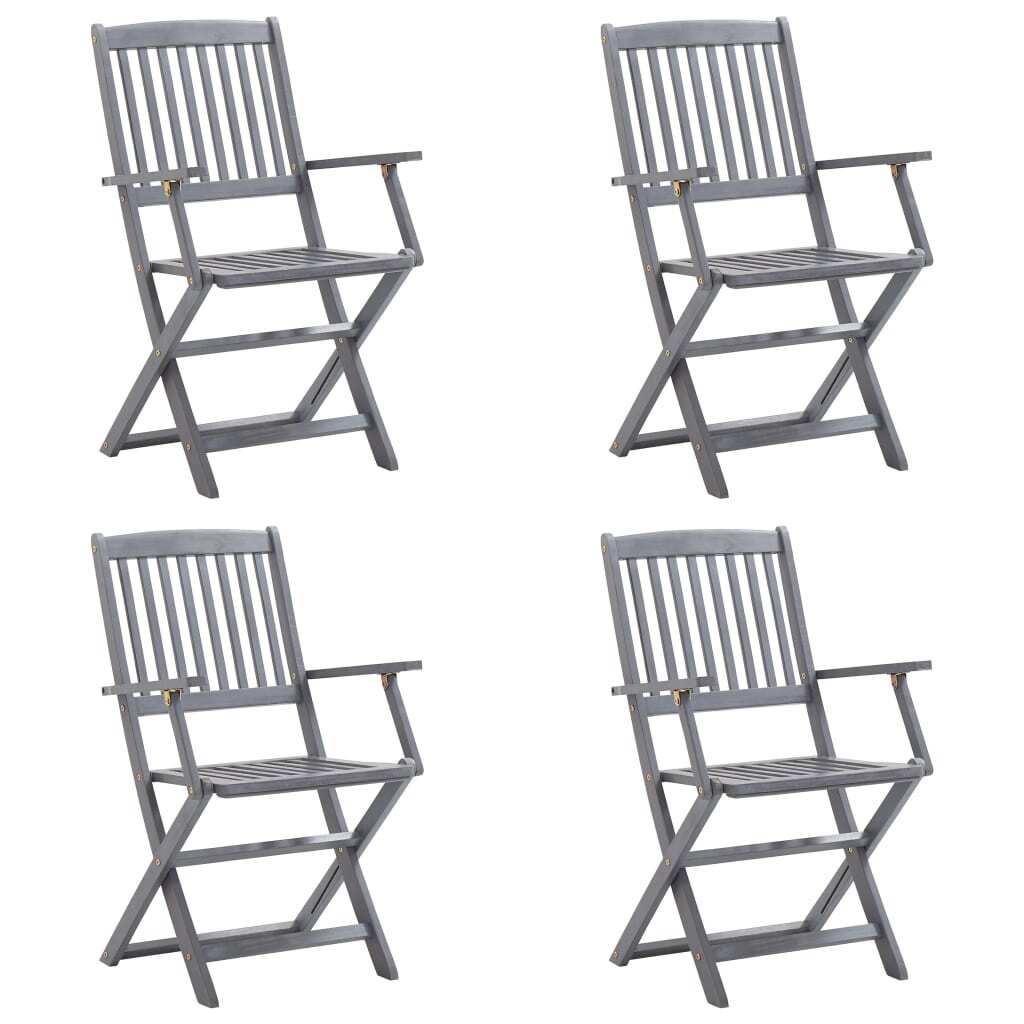"Winteraktion" Klappbare Gartenstühle 4 Stk. mit Sitzkissen Massivholz Akazie - Gartenstühle CC2442