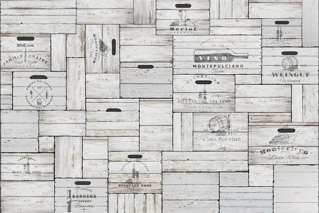 Fototapete Muster - Vliestapete - Bildtapete UV-beständig Design Holzoptik Vintage Wandtapete geruchsfrei