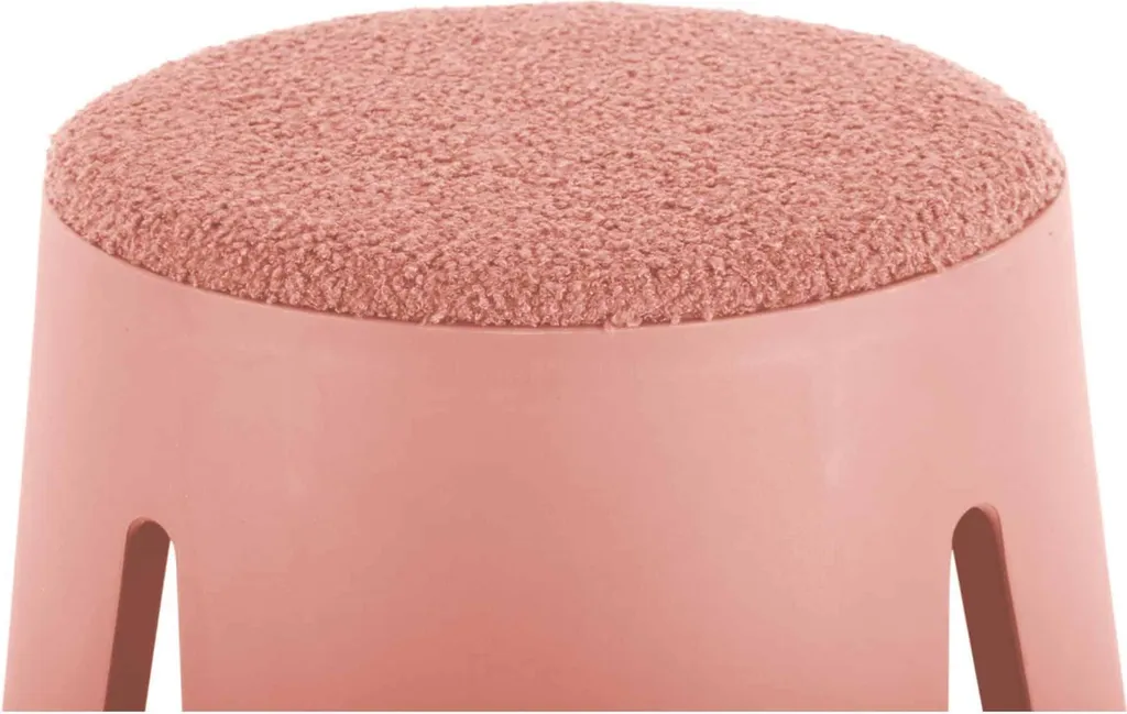 Tabouret Savor Rose Pâle Leitmotiv - Pouf Design Velours pour le Salon