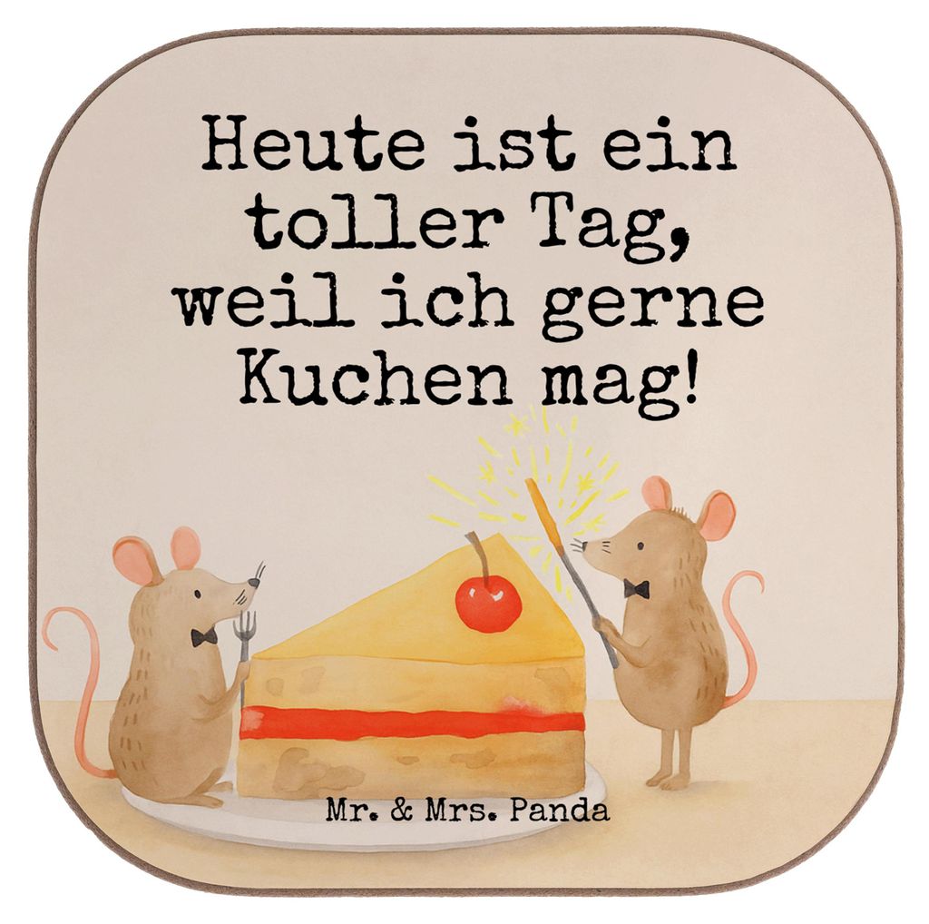 Mr. & Mrs. Panda Untersetzer Glas Mäuse Kuchen Design - Weiß - Geschenk, Getränkeuntersetzer, bieruntersetzer, Happy Birthday, Geburtstag, Kaffe...