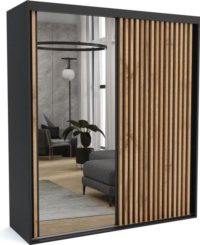 FURNLUX Garderobenmatte C Schwarz 180cm / Hauptfarbe: Schwarz / Abmessungen: 180 x 60 x 205 cm