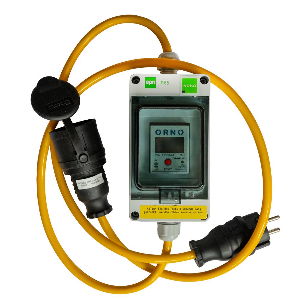 16A MID geeicht Mobiler Digital Stromzähler Zwischenstecker Box 230V / 16A Schuko Stecker Und Kupplung S230VRM10m