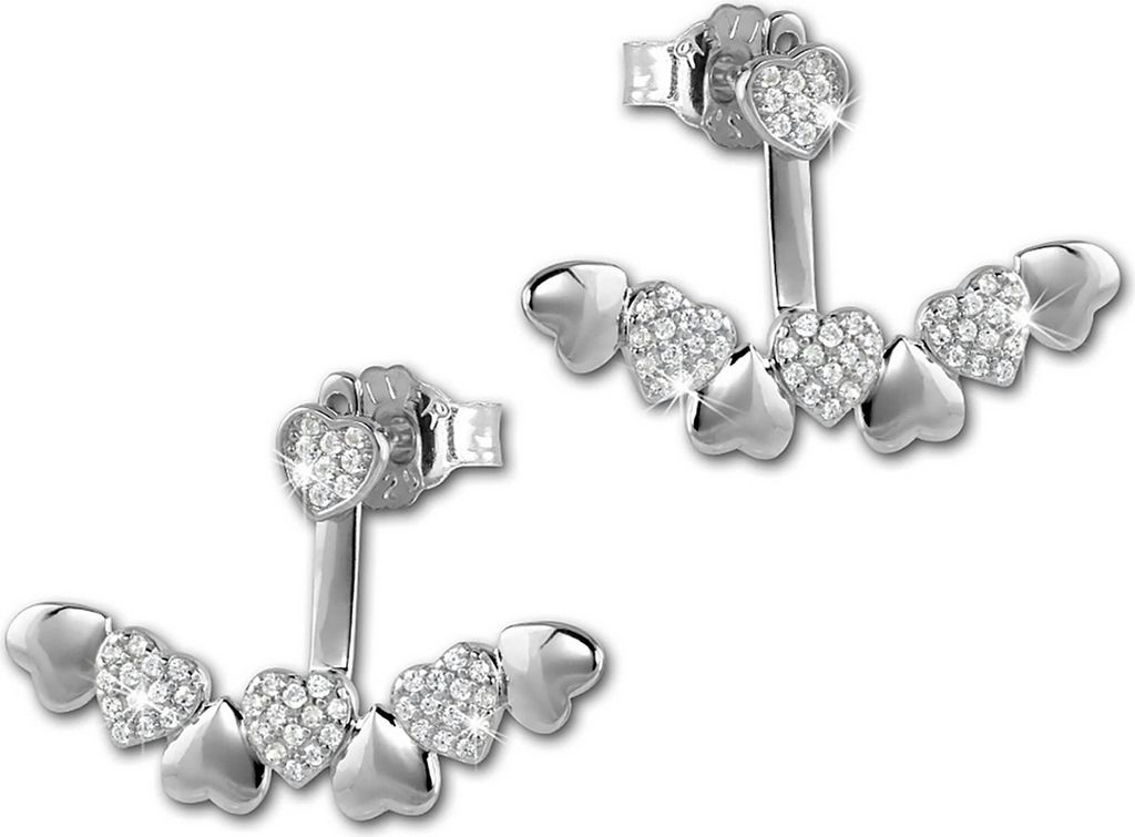 SilberDream weiß Ohrringe Ear Cuff Herzen Zirkonia 925 Produktbild 