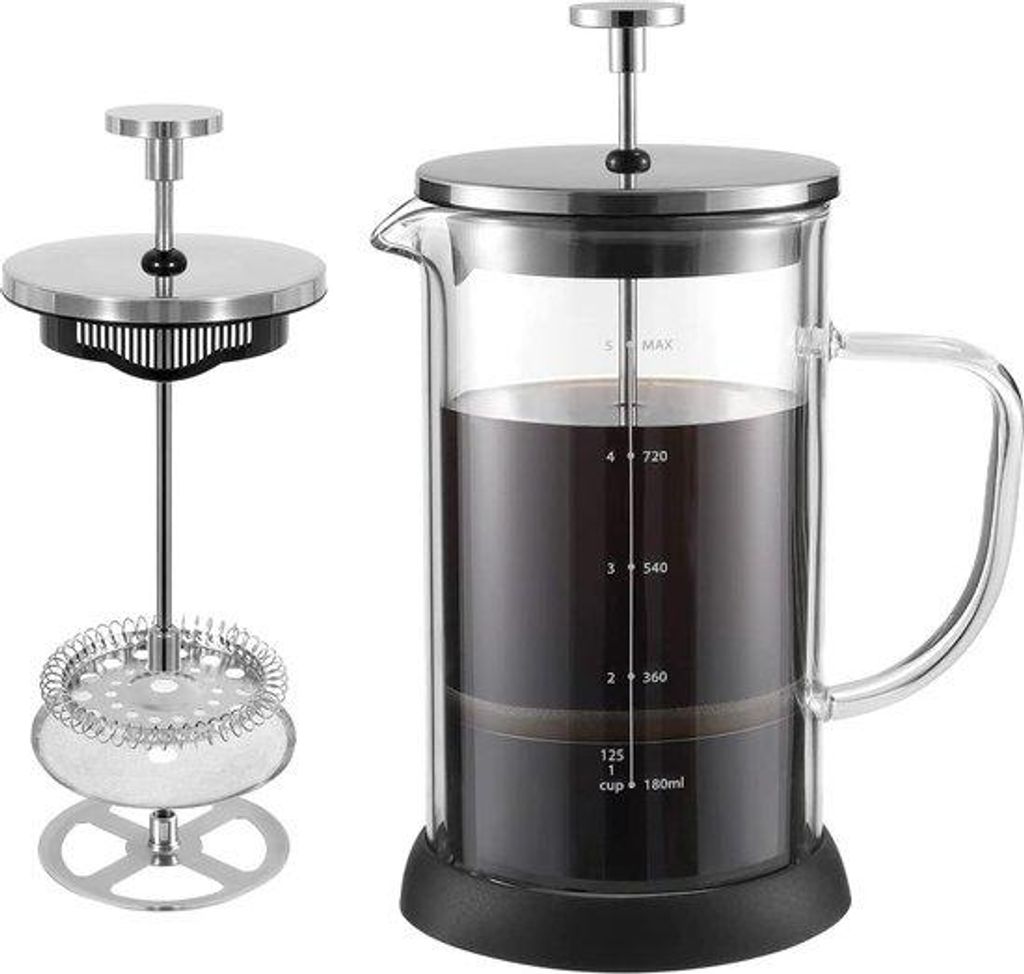Edelstahl Kaffeepresse 1000ml mit 4-Stufen-Filter und Hitzebeständiger Karaffe