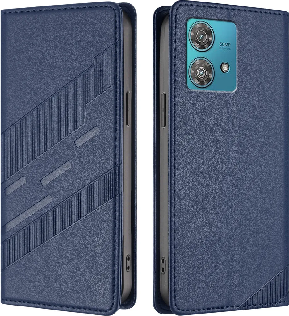Cover Motorola Edge 40 Neo Portafoglio Blu | Supporto e Porta Carte
