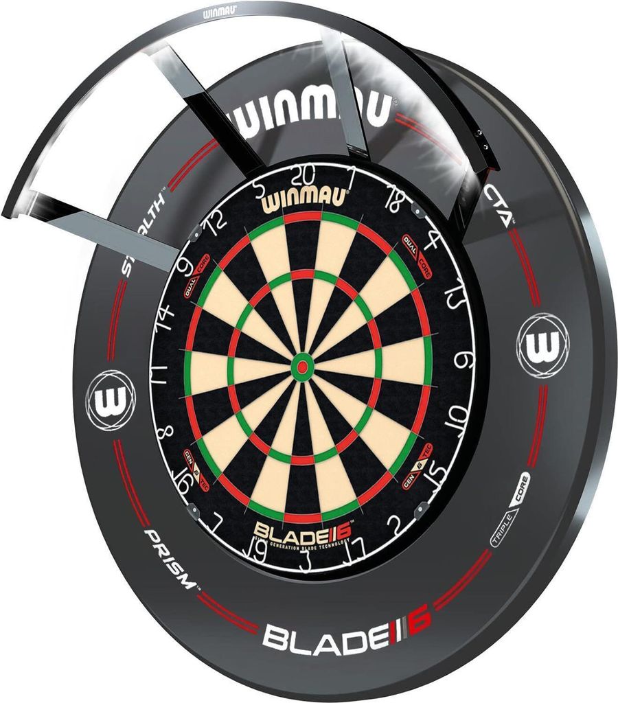 Winmau Polaris + Blade 6 Dual Core + Catchring | Dartscheibe Dartboard Surround Beleuchtung