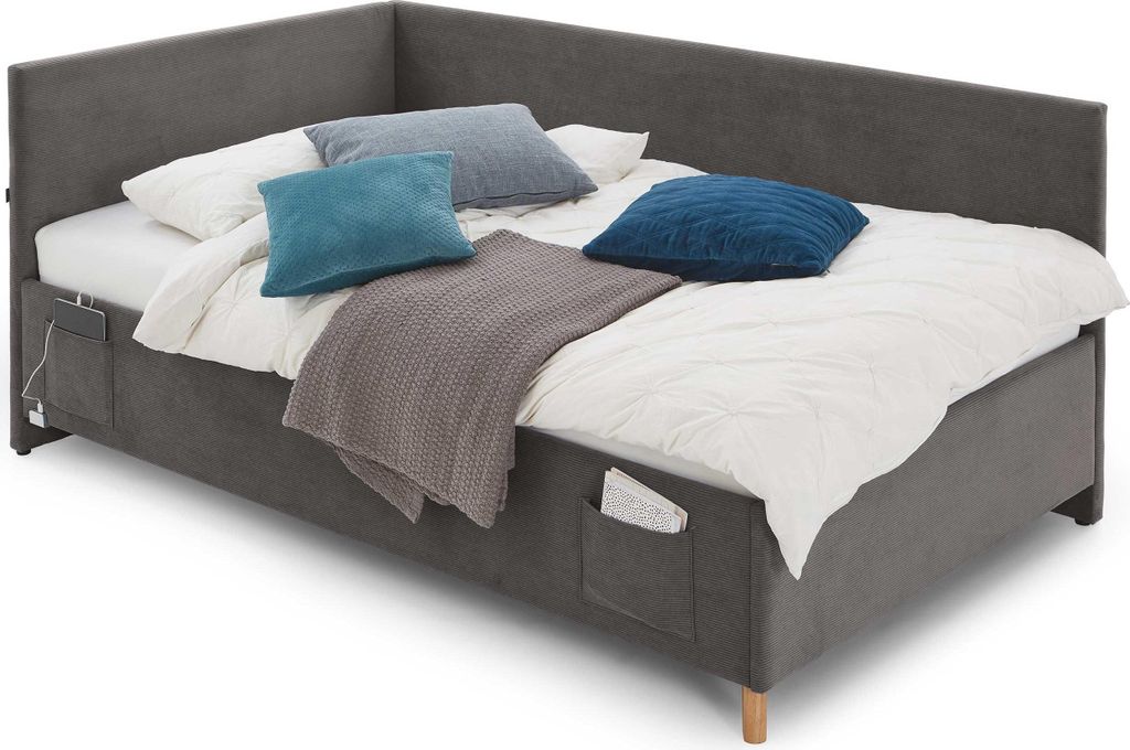 Einzelbett Cool | Mit Rückenlehne | 120 x 200 cm | Anthrazit Design