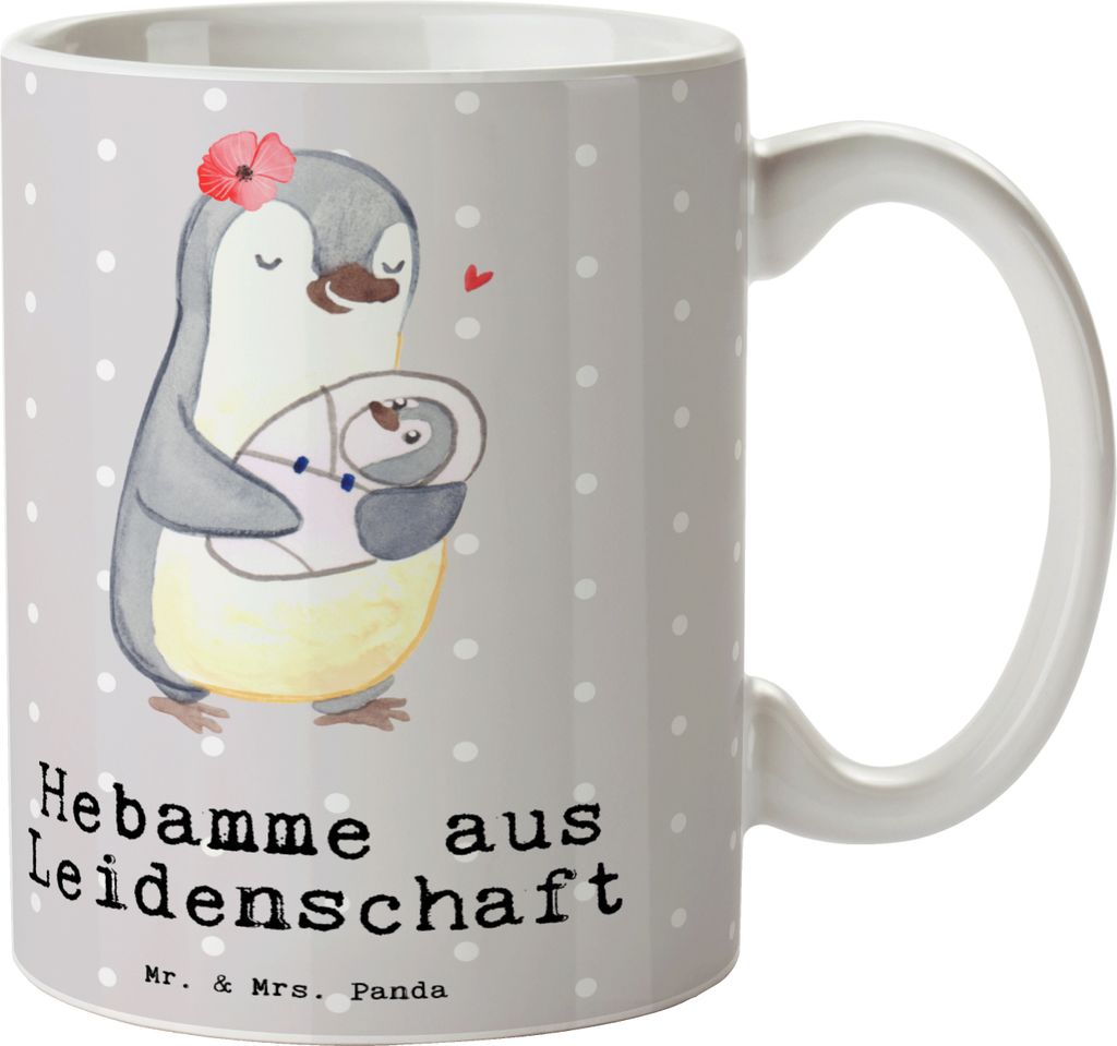Mr. & Mrs. Panda Kaffeetasse Hebamme Leidenschaft - Grau Produktbild 