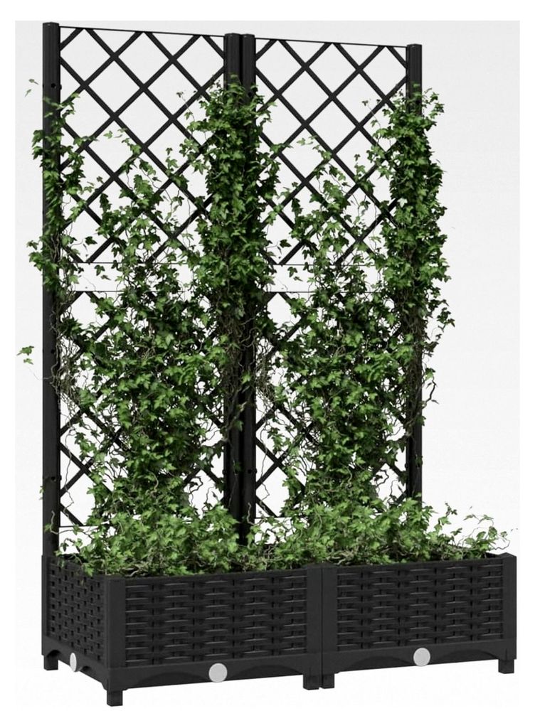 Gartenkübel mit Spalier Schwarz 80x40x121,5 cm für Balkon und Terrasse