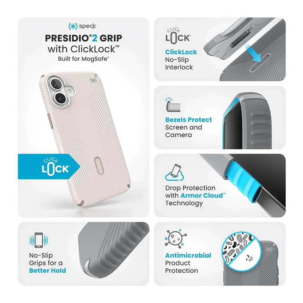 Coque Antichoc iPhone 16 Plus Speck Presidio2 Grip MagSafe ClickLock - 4