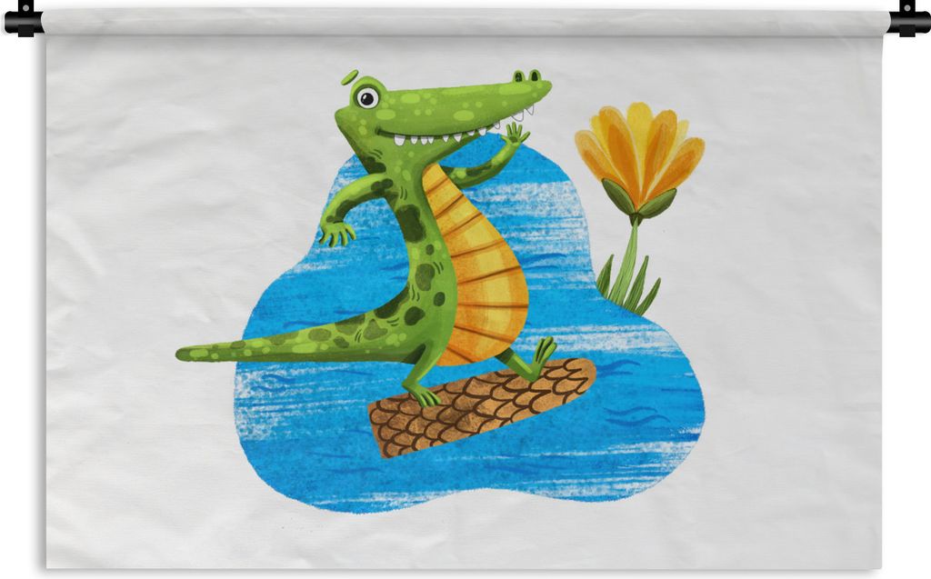 MuchoWow Wandteppich Wandbehang Krokodil - Wasser - Dschungel 90x60 cm Tapisserie Dekoration Wandtuch - Wandskulpturen - Bildteppich