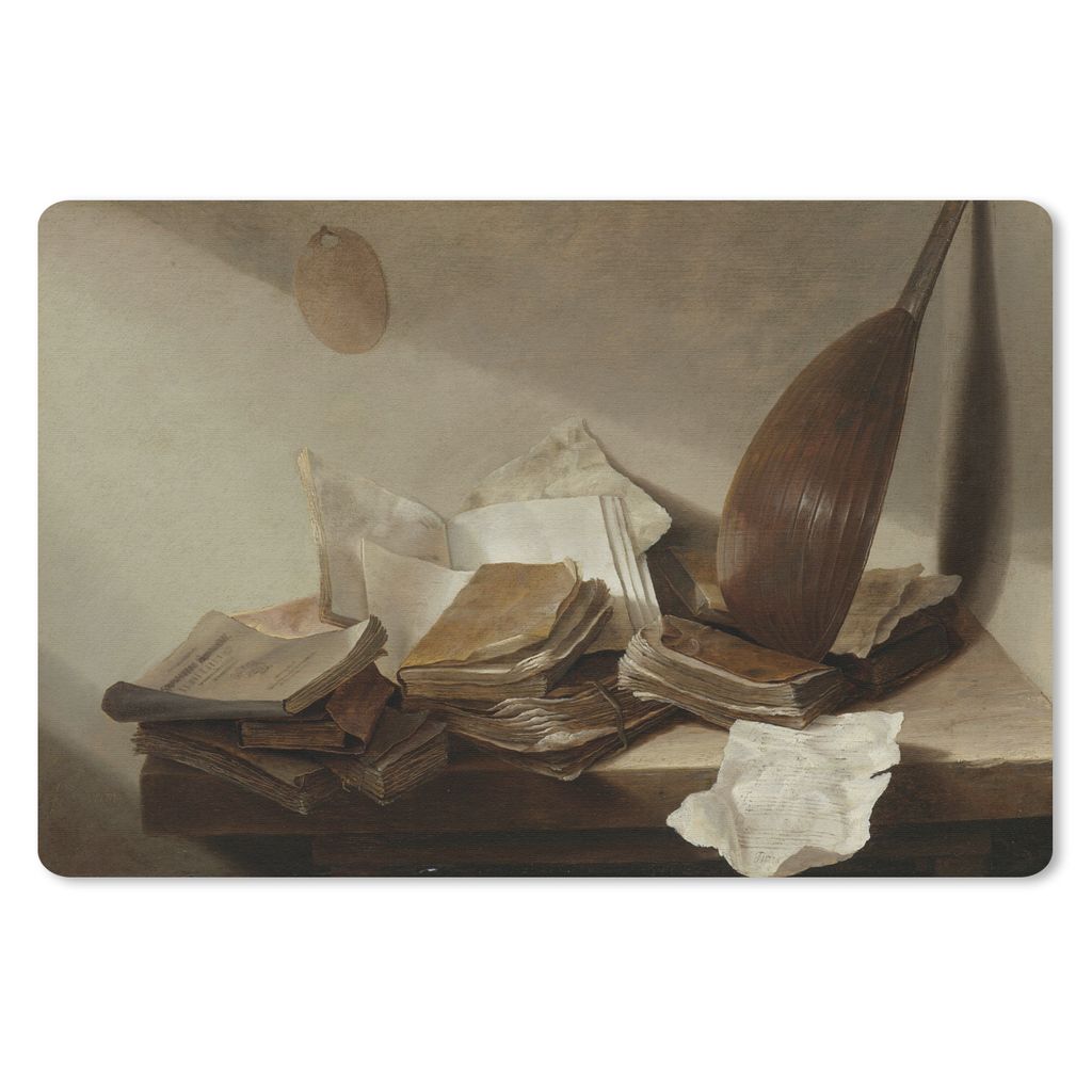 MuchoWow Schreibtischunterlage Stilleben mit Büchern - Gemälde von Jan Davidsz. de Heem 60x40 cm - XXL Mauspad - Großes Mauspad
