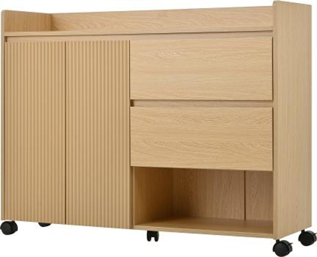 110x35x86cm Natuerlich Schuhschrank Beweglich Universalrad Bremse Verstellbare Regale Daempfungsscharnier Aufbewahrung Schrank Wohnzimmer Vitrine