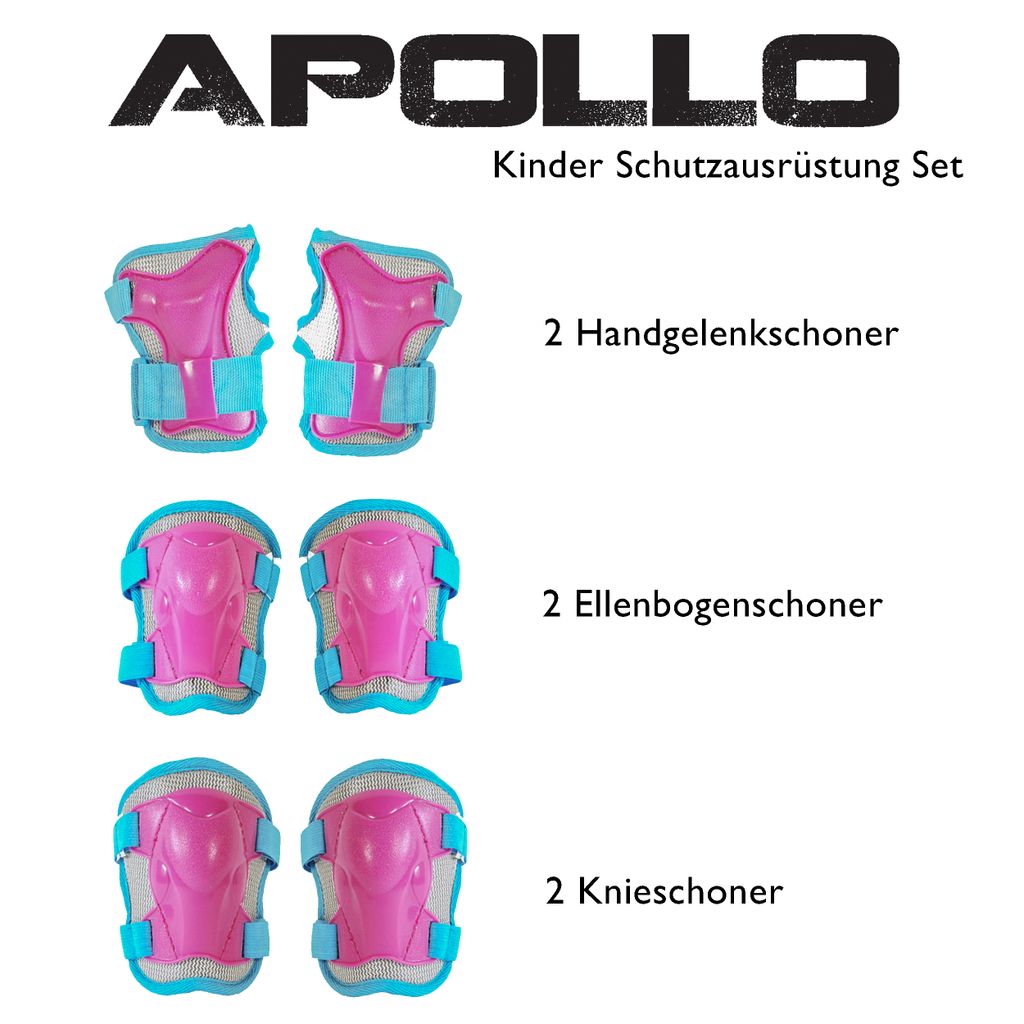 Schoner für Knie Ellenbogen Handgelenk Apollo Schutzausrüstung Set für Kinder 