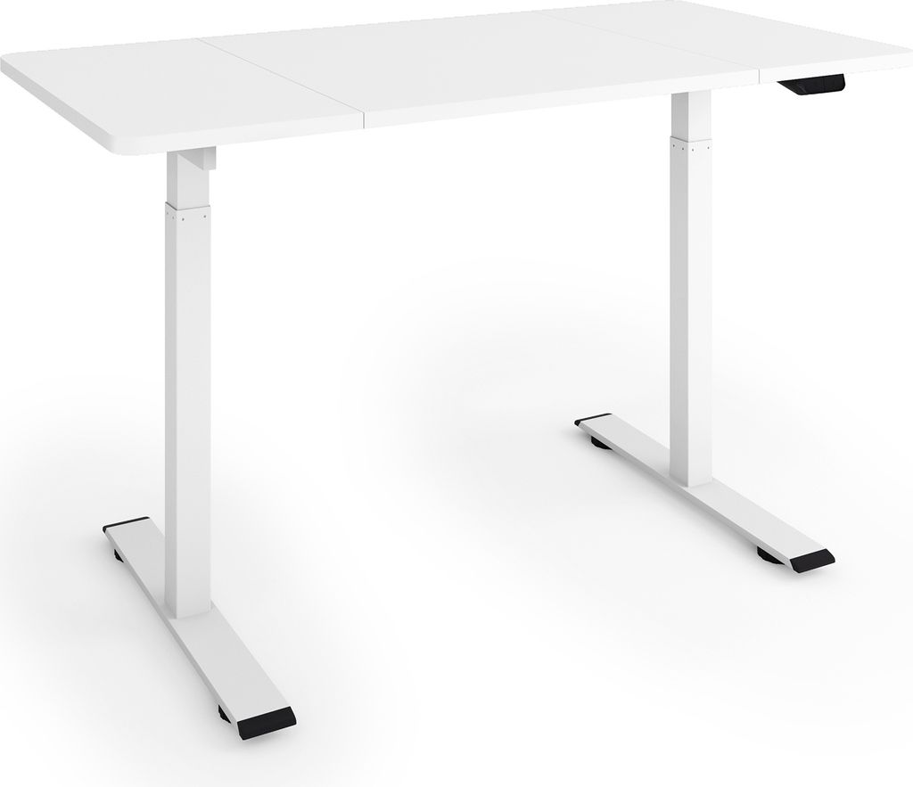 ESMART ETA-121WW 120 x 60 cm Weiß - Ergonomischer Steh-Sitz-Schreibtisch Stufenlos elektrisch höhenverstellbar 73 - 123 cm Schnelle Montage