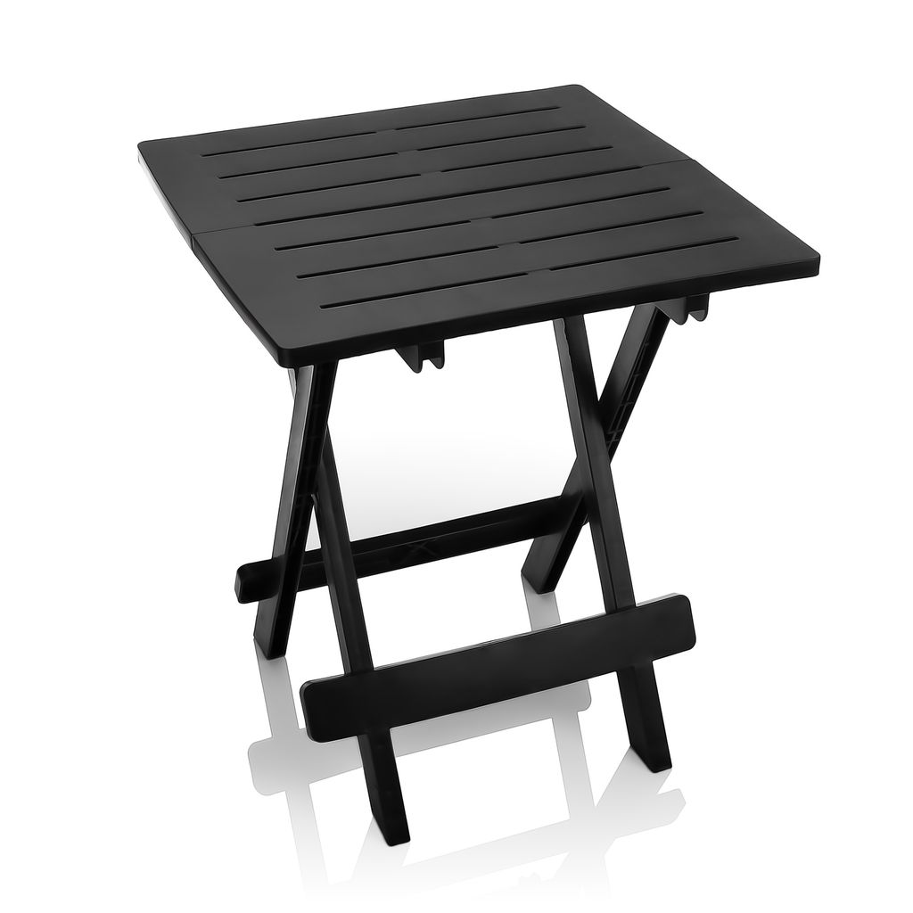 BigDean Klapptisch klein in Anthrazit aus Kunststoff LxBxH 45x43x50cm – wetterfester Campingtisch – Beistelltisch – Kleiner & Leichter Esstisch