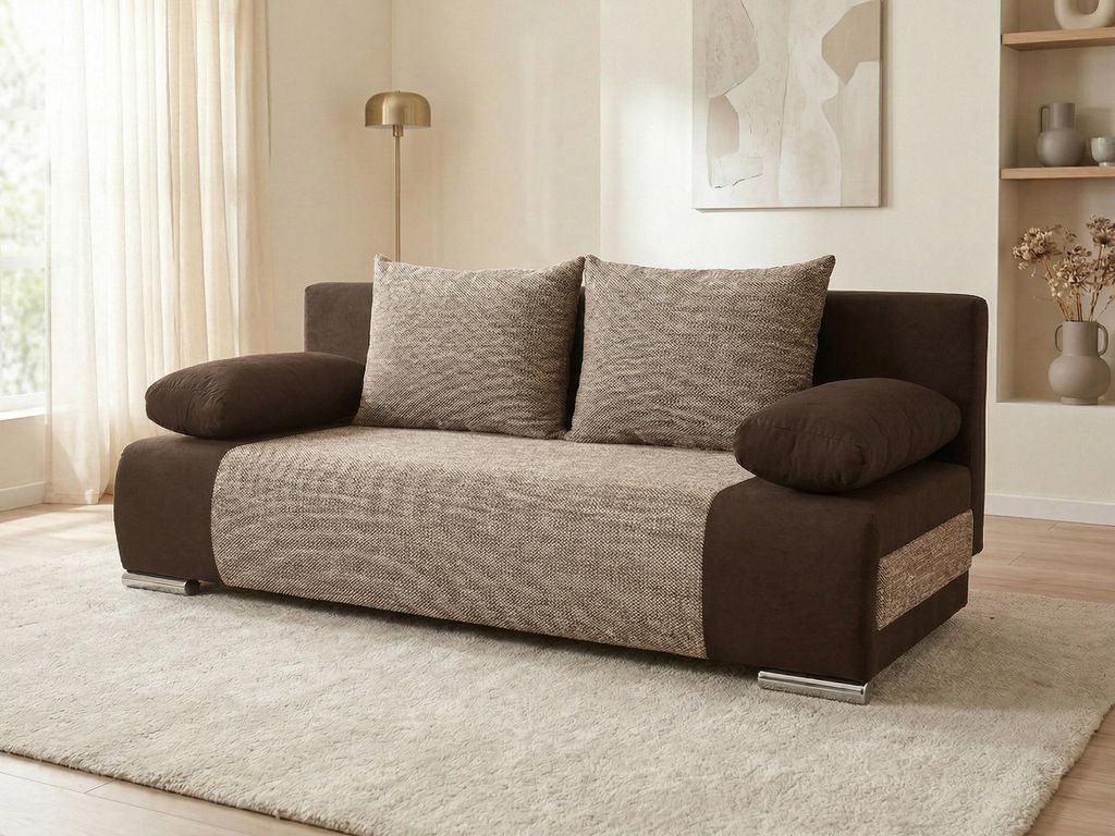 Schlafsofa Naki - Sofa mit Schlaffunktion und Bettkasten, Produktbild 