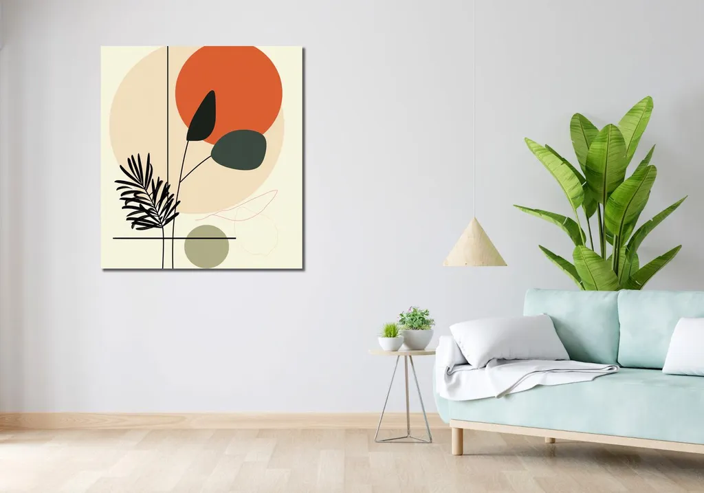 Acquista Quadro Tramonto sull'oasi 90x100 cm - Tela Arredo Etnico Moderno - 2