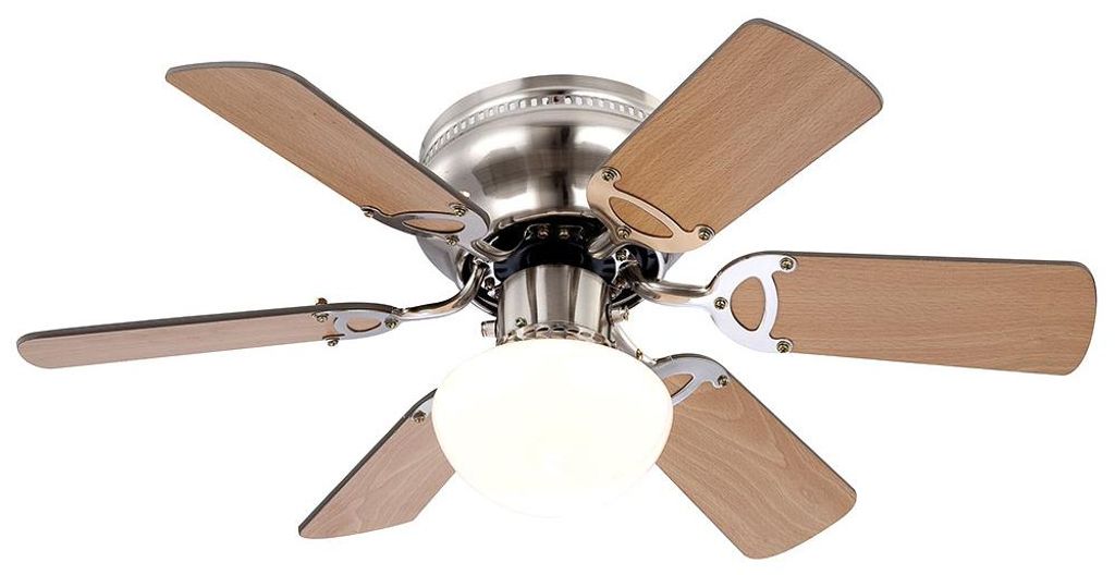 LED Deckenventilator, Nickel matt, Glas, D 76 cm