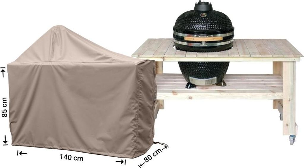 Raffles Covers Raffles Covers Big Green Egg / Kamado mit Tisch Schutzhülle | Atmungsaktiv | Wasserdicht | UV-beständig | Elastischer Kordelzug - ...
