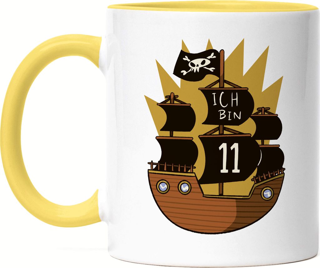 Geburtstag 11 Jahre Tasse Gelb 11 Jahre 11. Geburtstag Piraten Pirat Motto