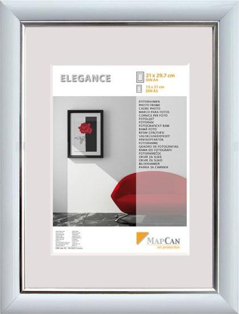 Kunststoff Bilderrahmen Elegance weiß-metallic-silber, 61 x 91,5 cm