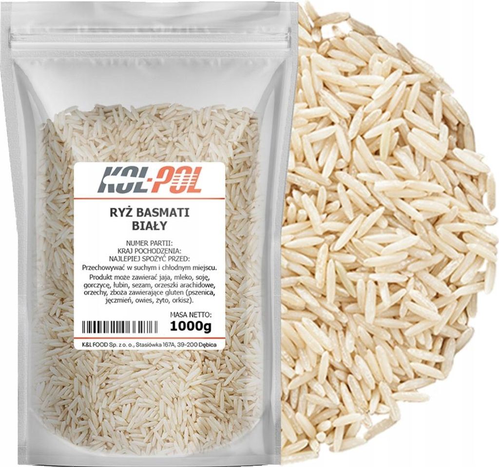 RYŻ BASMATI 1kg Naturalny biały ryż długoziarnisty wysoka Zdjęcie produktu 