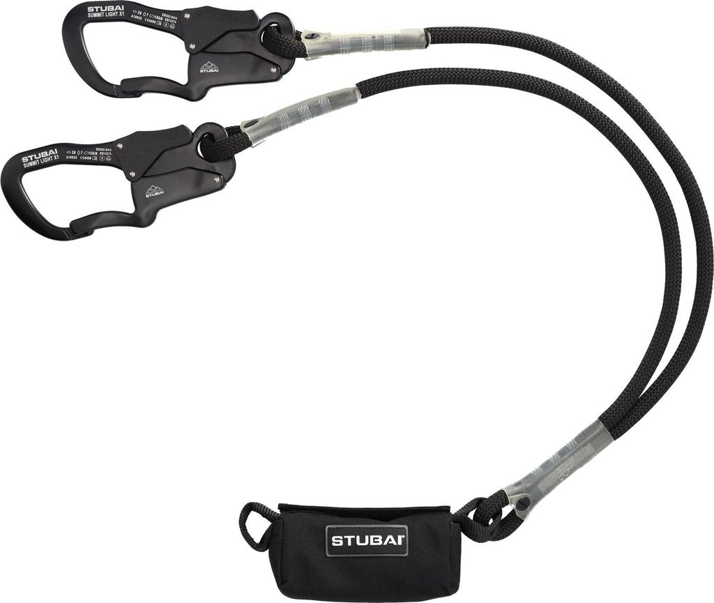 STUBAI Verbindungsmittel ABSORB PRO | zweiarmig 106 cm | Bandfalldämpfer mit einem Strang Statikseil EN 355, 362