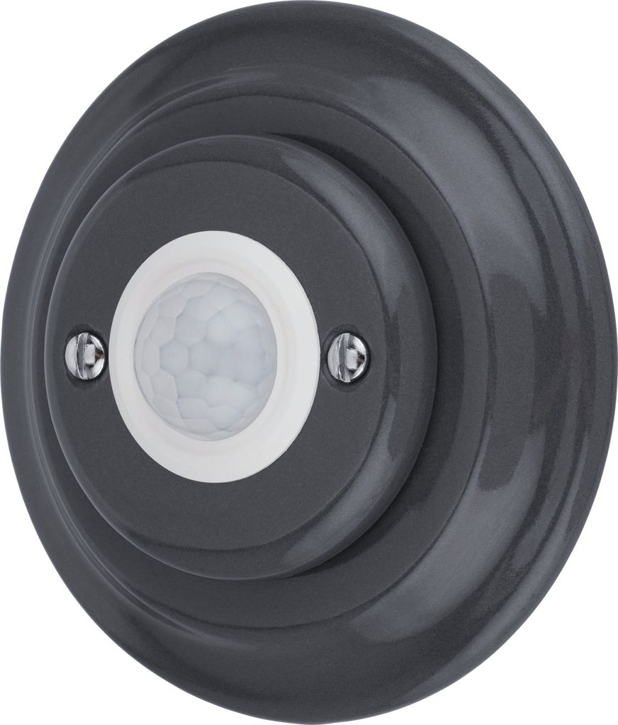 Unterputz Porzellan Retro LED Bewegungsmelder I PR1 dunkelgrau