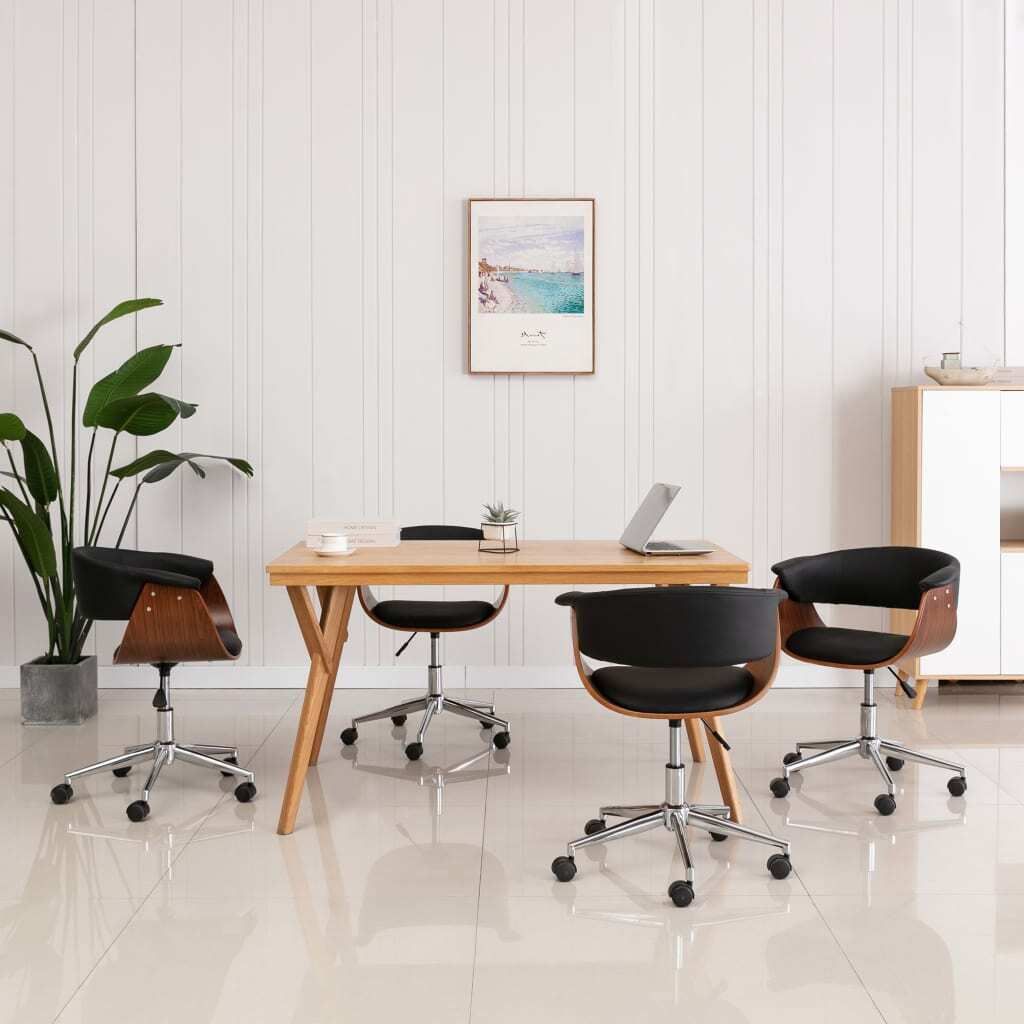 Möbel Esszimmerstühle 4 Stk. Drehbar Schwarz Kunstleder - Esszimmerstühle 3054873