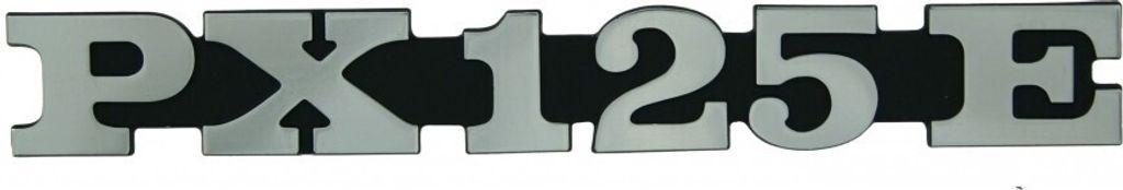 Emblem / Schriftzug " PX 125 E " für Vespa Seitenhaube PX 125 - 2 Pins 158x20mm Lochabstand 105mm