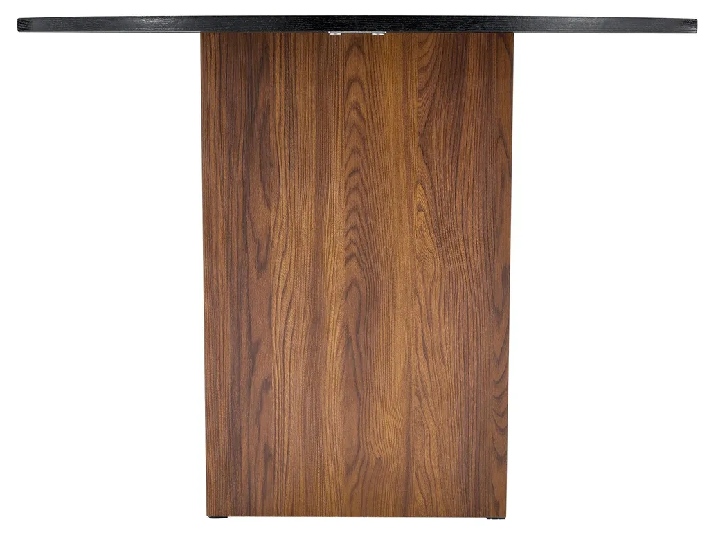 Table ronde aspect noyer Ø 100 cm avec étagère, structure métal noir - 12