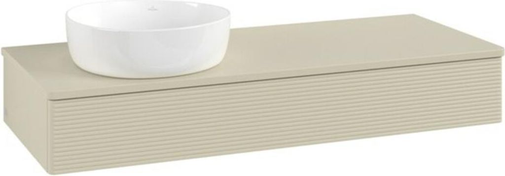 V&B Waschtischunterschrank mit Frontstruktur Antao 120x19x50cm, WBP-farbe Lac, si Gr m Lac