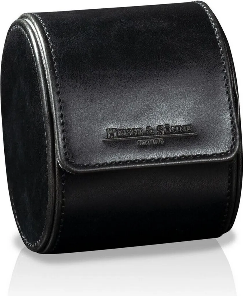 Rouleau de montre en cuir noir Vintage 1 Heisse & Söhne finition fait main