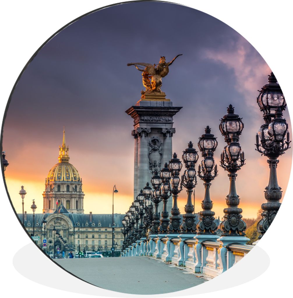 MuchoWow Aluminium Wandkreis Pont Alexander III in Paris Ø 60 cm Wanddeko Modern Wohnzimmer - Wand Kreis - Wandbild - Schlafzimmer - Aluminium B...