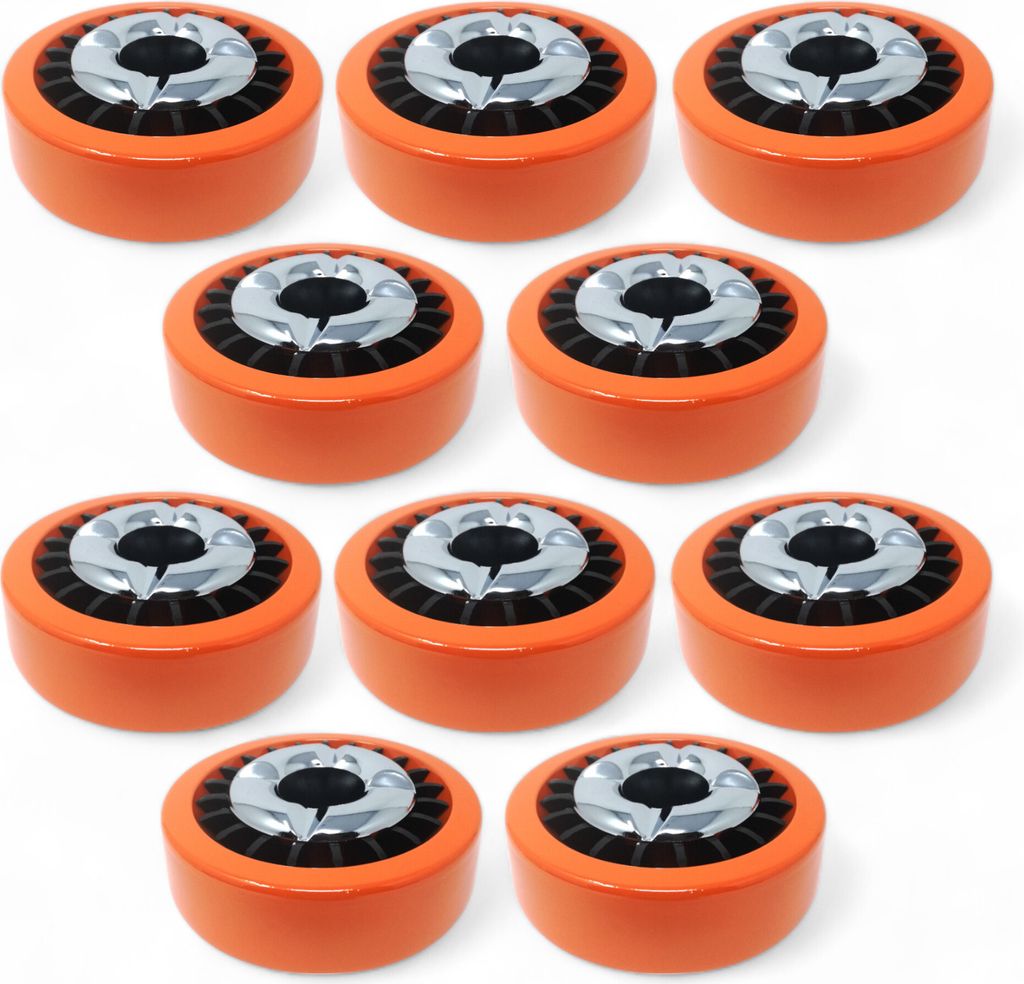 10x Orange, Starlet24 Windaschenbecher Gluttöter rund flach - stabiler Metall-Kunststoff-Aschenbecher für draußen & drinnen, spülmaschinenfest