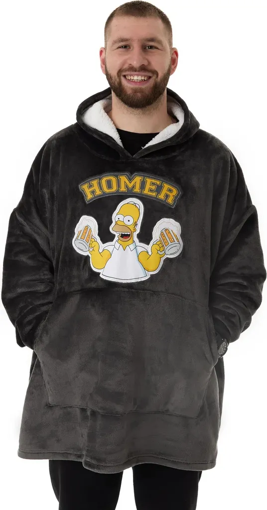 The Simpsons Hoodie de Couverture Homme Noir NS9186 Taille Unique Confort