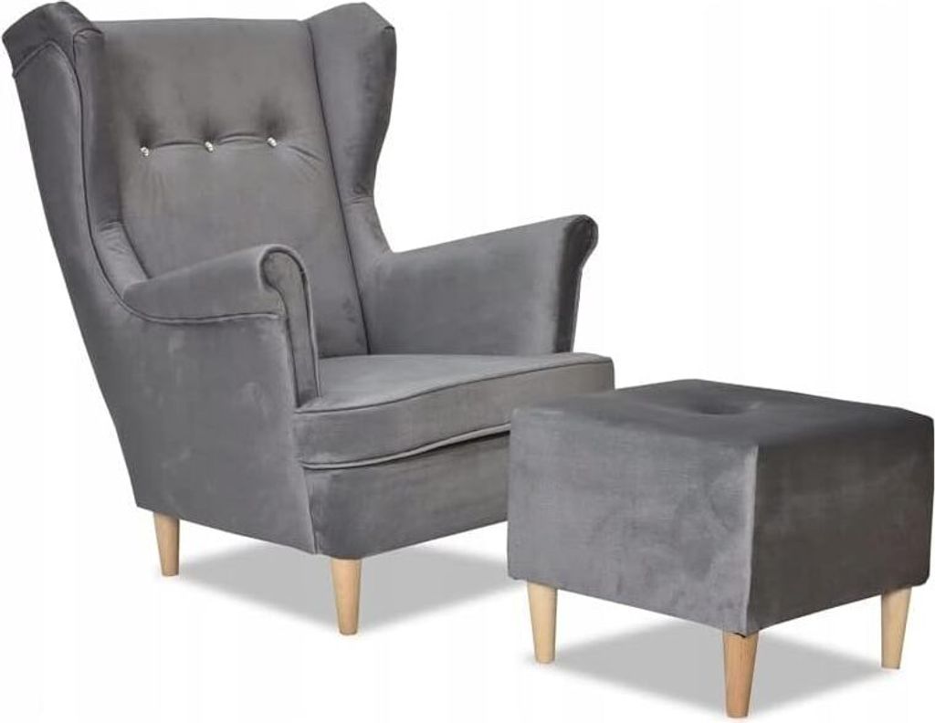 Family Meble Ohrensessel mit Hocker Ari II Relaxsessel Skandinavisch Loungesessel Fernsehsessel Für Wohnzimmer Esszimmer Schlafzimmer Büro (MONOL...