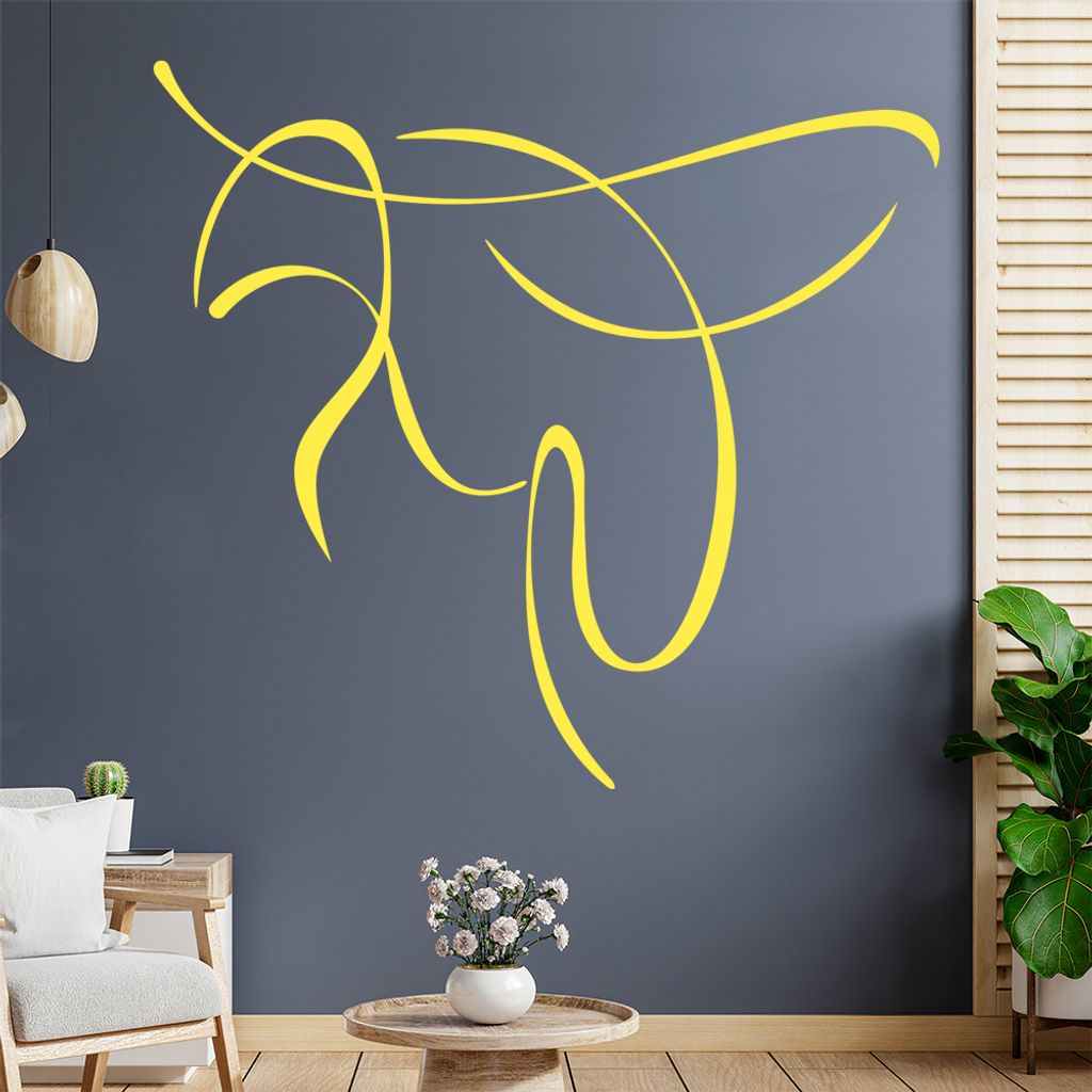 Wespe/Biene Linien Wandtattoo in 6 Größen - Wandaufkleber Wall Sticker - Dekoration, Küche, Wohnzimmer, Schlafzimmer, Badezimmer