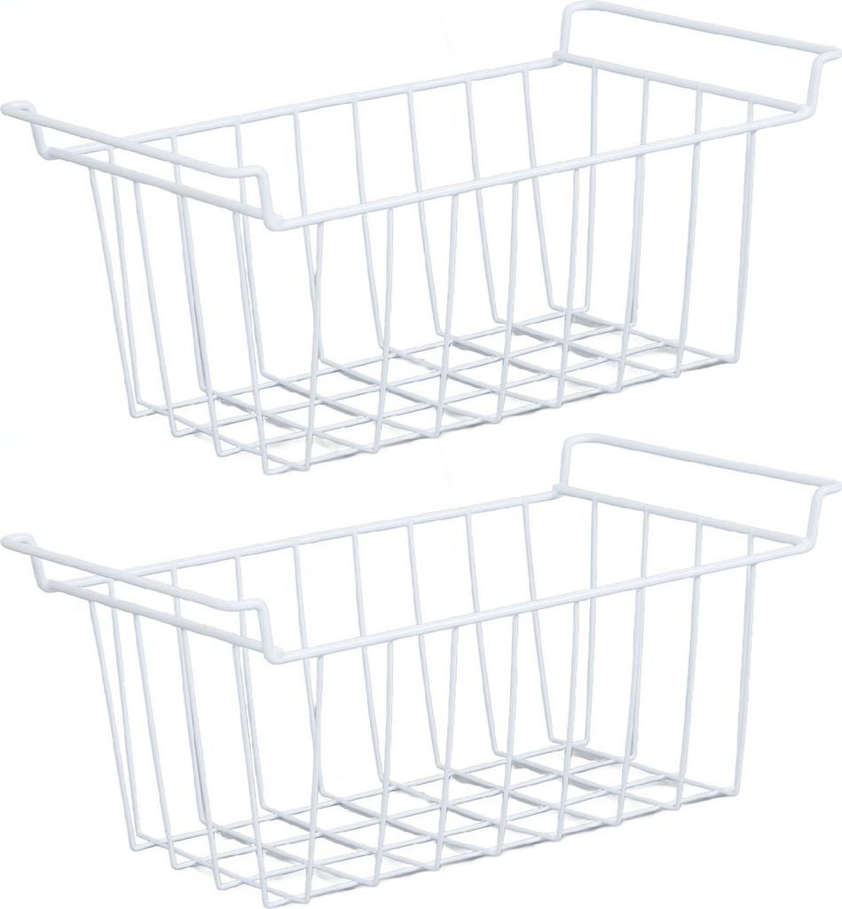 2Pcs Gefrierschrank Draht Lagerung Korb Veranstalter Bin Hanging Metall Rack mit PE-Beschichtung L 45cm X B 24,5cm X H 20cm