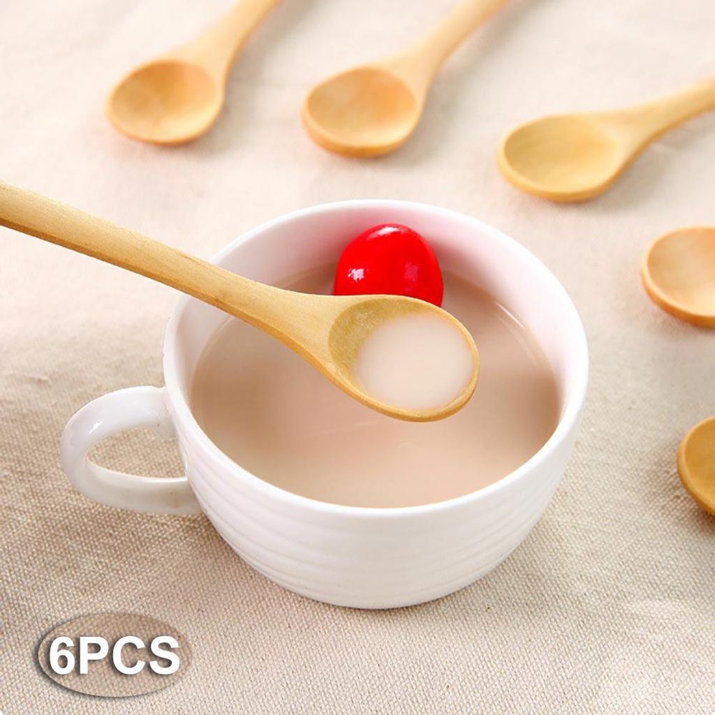 6pcs Holzlöffel Mini Größe Mehrzweckgerundeter Löffel Mund Küche Holzlöffel für Brei