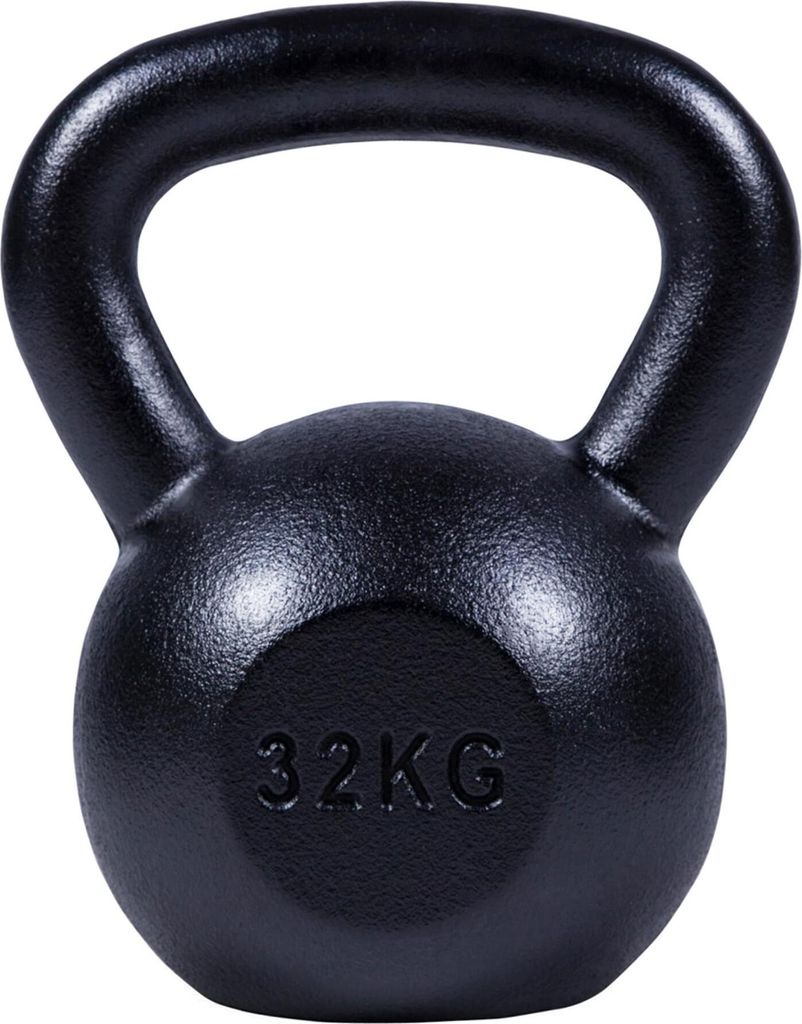 GORILLA SPORTS Kettlebell - 32 kg Gewichte, Gusseisen, Bodenschonend, Schwarz - Kugelhantel, Schwunghantel, Kugelgewicht, Rundgewicht, Krafttraining