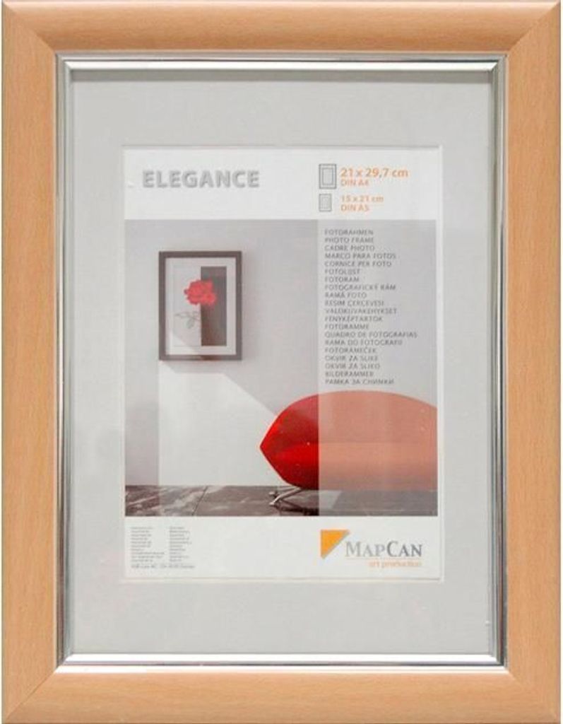 Kunststoff Bilderrahmen Elegance buche-metallic-silber, 21 x 29,7 cm