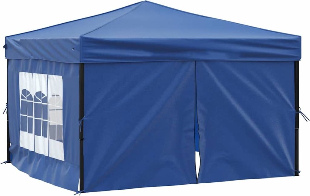vidaXL Partyzelt Faltbar mit Seitenwänden Blau 3x3 m