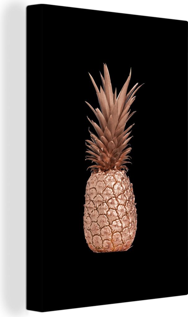 OneMillionCanvasses - Leinwandbilder - 90x140 cm, Ananas - Roségold - Schwarz, Wandbilder Kunstdruck Wanddekoration - Wandschmucke - Schlafzimmer