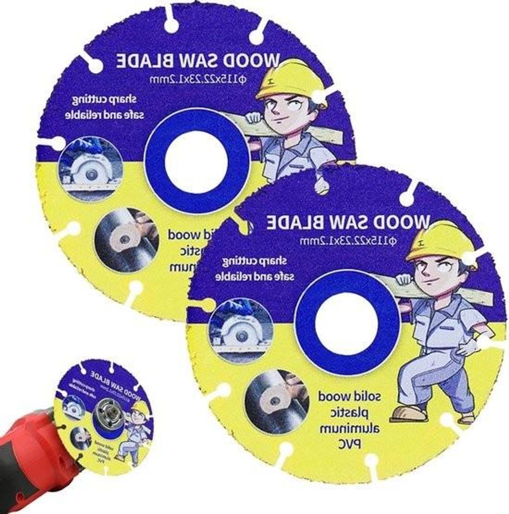 Winkelschleifer-Sägeblatt Ø 115 mm – 2 Stück Kreissägeblätter 2223 mm Bohrung – Feinschnitt für Holz, Metall, Aluminium, Laminat, Nägel ...
