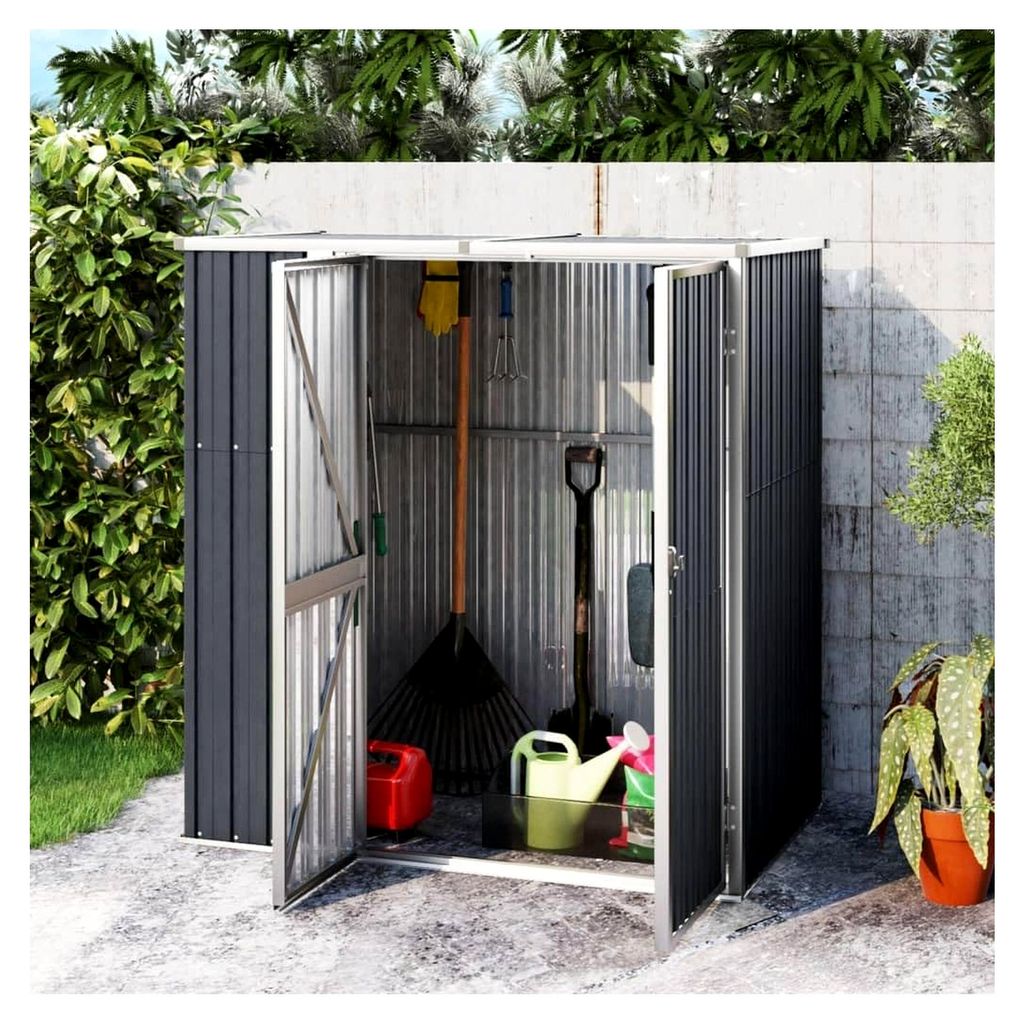 Gartenhaus Geräteschuppen Anthrazit 161x89x161 cm aus verzinktem Stahl