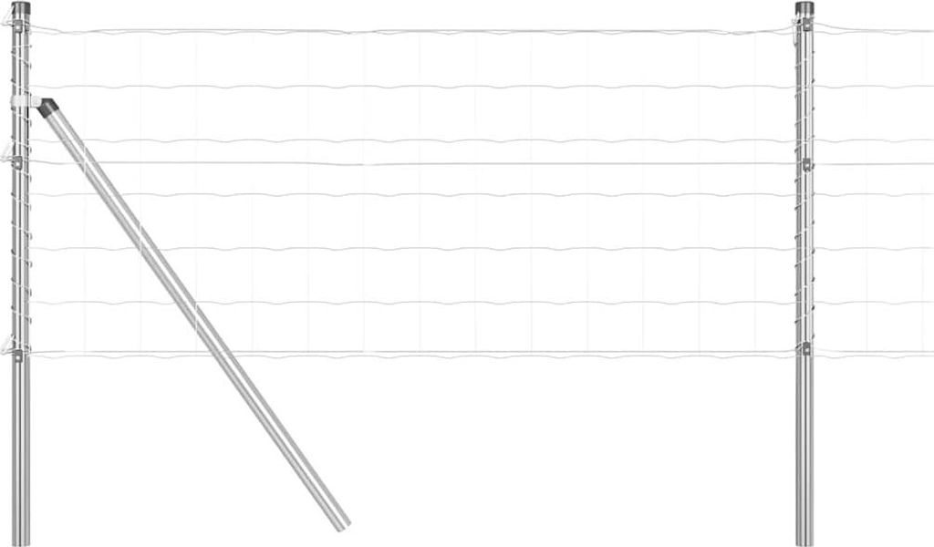 vidaXL Zaun mit Pfosten Silber 0,4 x 25 m Stahl und PVC