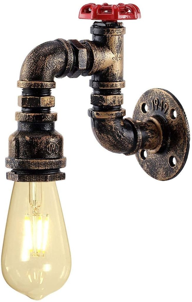 E27 Vintage Industrie Metall Wasserrohr Wasserhahn Wandleuchte Wandlampe Fassung 